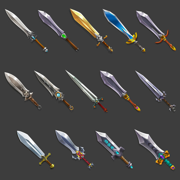 Collection of decoration weapon for games