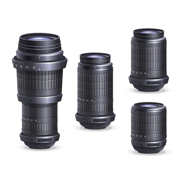 Conjunto de lentes de cámara digital — Vector de stock