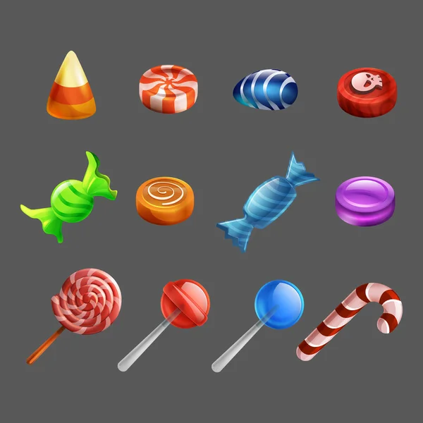 Conjunto de dulces y caramelos iconos — Vector de stock