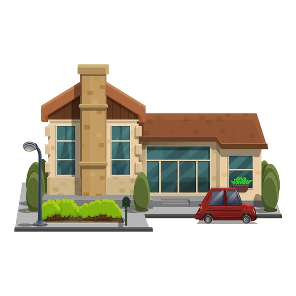 House in town with car — Stock Vector