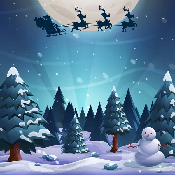 Santa flying in sleigh — Stock Vector