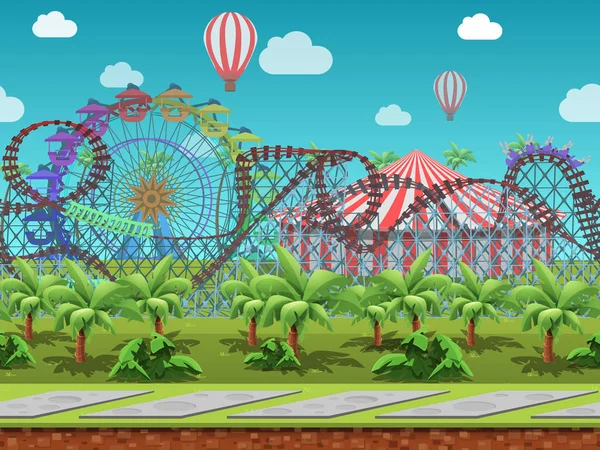 Parc d'attractions de dessin animé — Image vectorielle