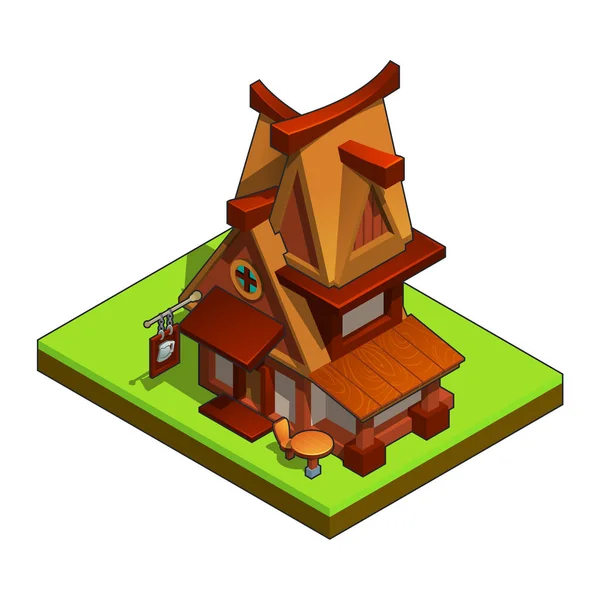 Isometric medieval house — Stock Vector