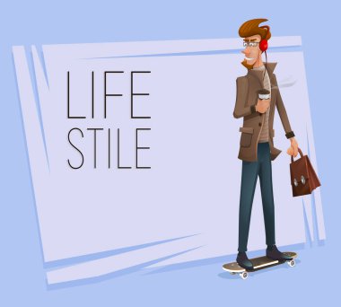 Sakallı hippi karakter 