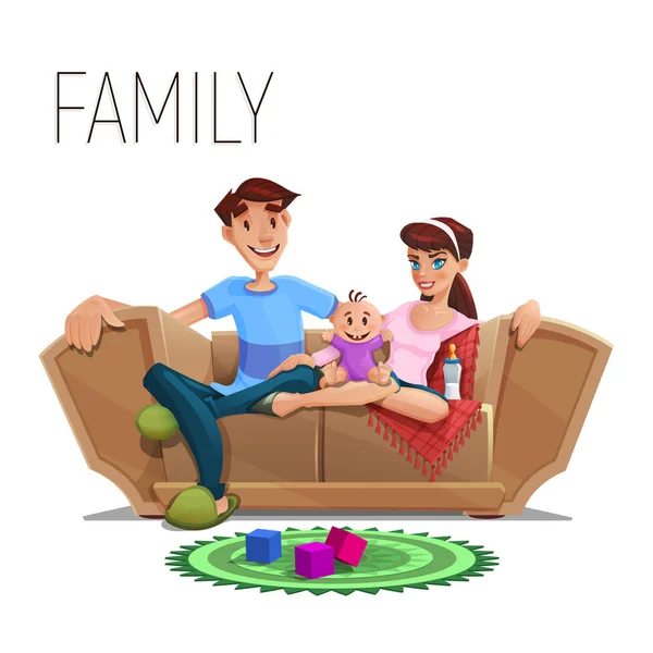 Lindo feliz familia sentado — Vector de stock