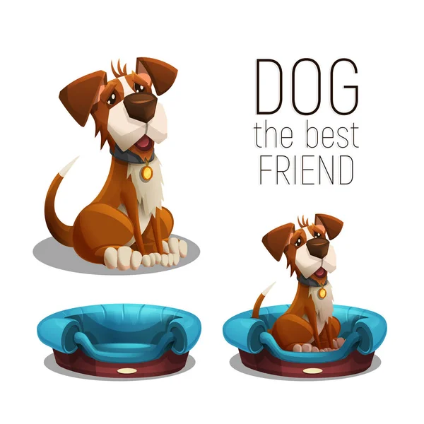 Lindos perros felices sentados — Vector de stock
