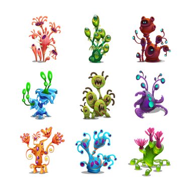 Set renkli fantezi yabancı bitkilerin 