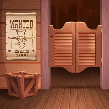 salon ve poster kovboy yüz ile kapı