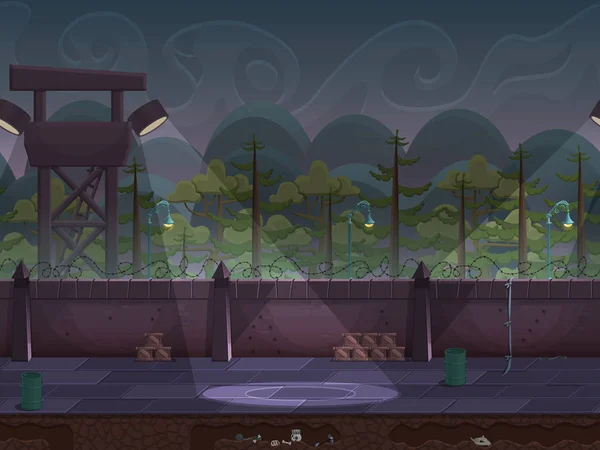 Dibujos animados al aire libre prisión paisaje — Vector de stock