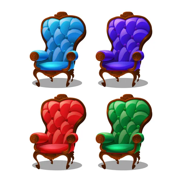 Conjunto de bonitos sillones de dibujos animados de colores — Vector de stock