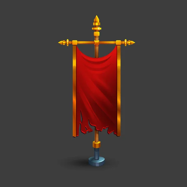 Средневековый вертикальный красный флаг с флагштоком — стоковый вектор