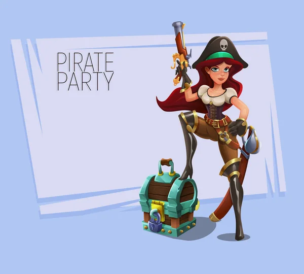 Мила мультяшна піратська дівчина — стоковий вектор