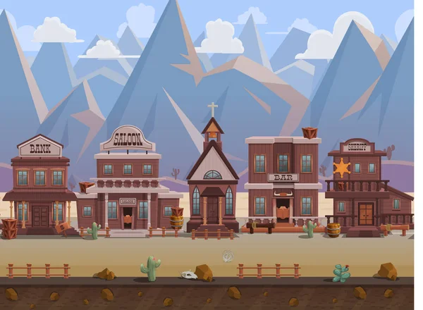 Dibujos animados salvaje ciudad del oeste — Vector de stock
