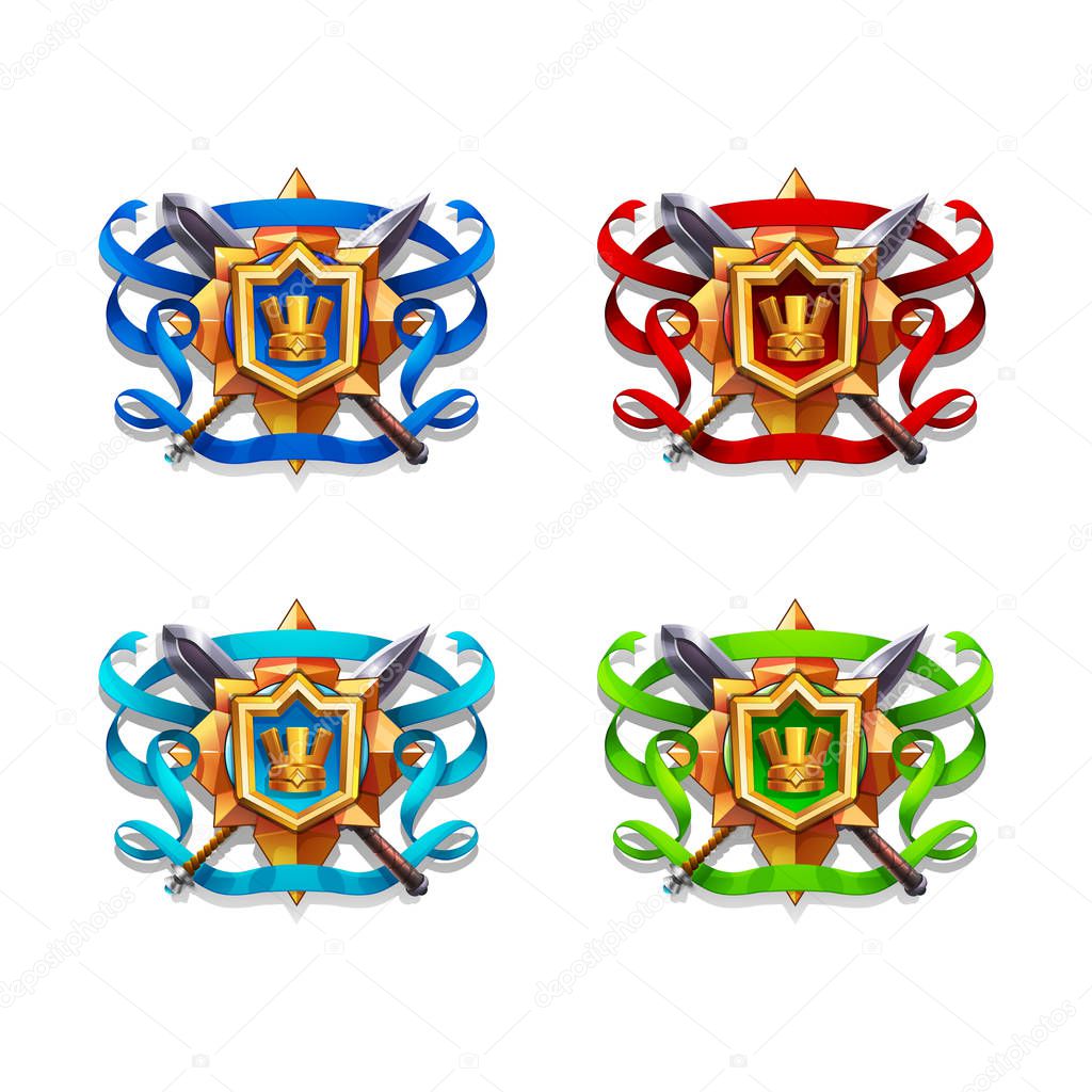 Set of cartoon colored coat of arms