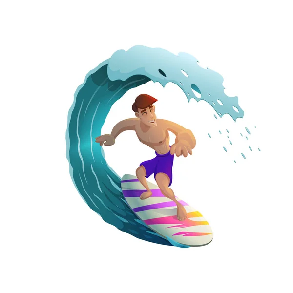 Joyeux jeune surfeur Illustrations De Stock Libres De Droits