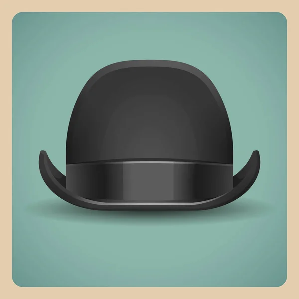 Cappello bombetta nero realistico — Vettoriale Stock