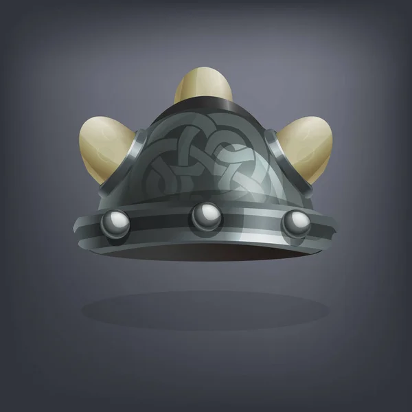 Casco de armadura de fantasía vikingo de hierro — Vector de stock