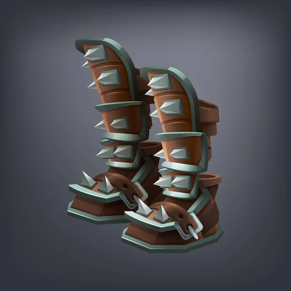 Iron fantasy armor boots — Stock Vector