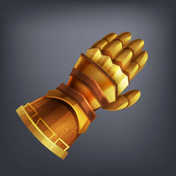 Guld fantasy rustning hand handske Stockvektor