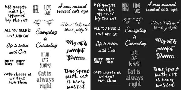 Vector Lettering Vector Set Phrases Love Cats Cats Two Image — Stock Vector