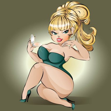 Yağlı seksi pin-up kızı iç çamaşırı, vektör