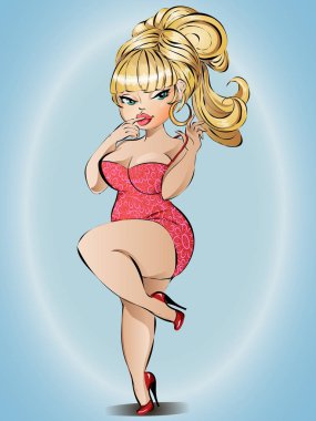Yağlı seksi pin-up kızı iç çamaşırı, vektör