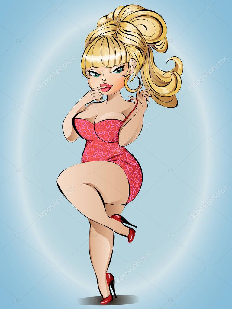 Fatty Sexy Pin Up Girl In Lingerie Vector Stock Vector Image By