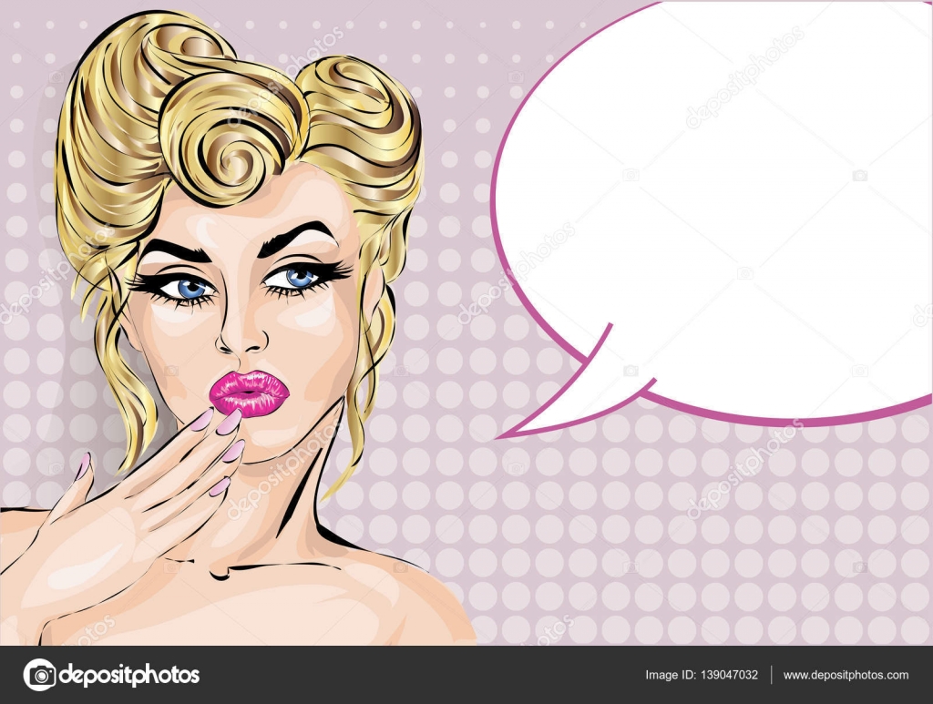 Pin Up Style Surprised Woman With Speech Bubble Pop Art Girl Portrait Vector Illustration