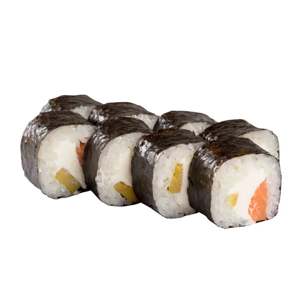 Sushi Set Nahaufnahme Isoliert Auf Weißem Hintergrund — Stockfoto