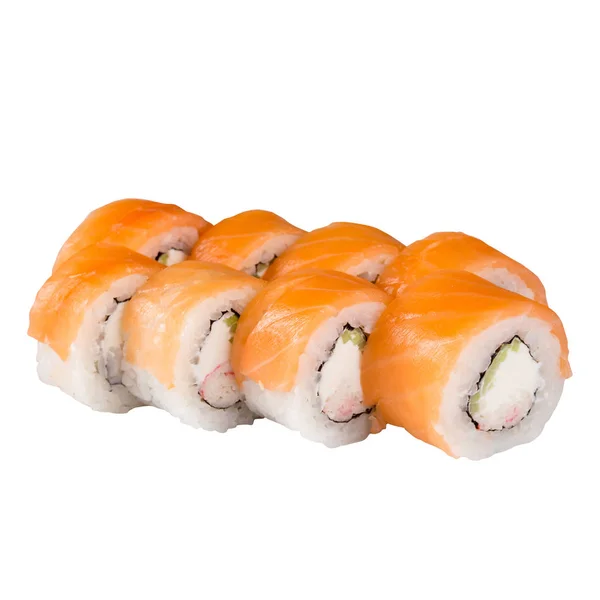 Sushi Set Close Isolado Fundo Branco — Fotografia de Stock