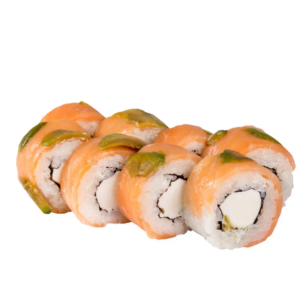 Set Sushi Primer Plano Aislado Sobre Fondo Blanco —  Fotos de Stock