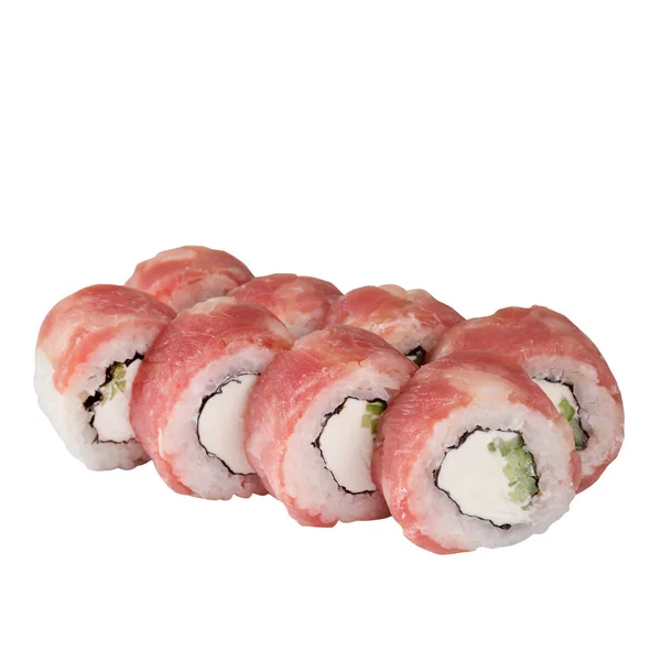 Set Sushi Primer Plano Aislado Sobre Fondo Blanco — Foto de Stock