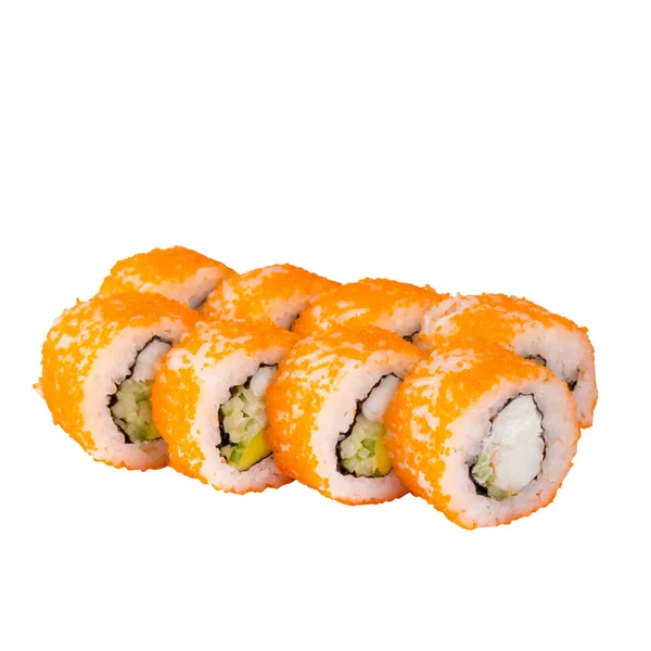 Sushi Set Close Geïsoleerd Een Witte Achtergrond — Stockfoto