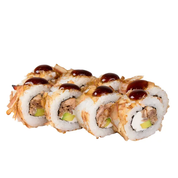 Sushi Set Close Isolado Fundo Branco — Fotografia de Stock