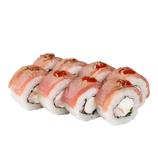 Sushi Set Närbild Isolerad Vit Bakgrund — Stockfoto