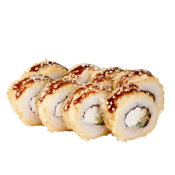 Sushi Set Närbild Isolerad Vit Bakgrund — Stockfoto