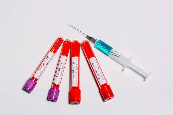 Vaccinet Mot Coronavirus Positiva Blodtester För Coronavirus Provrör — Stockfoto