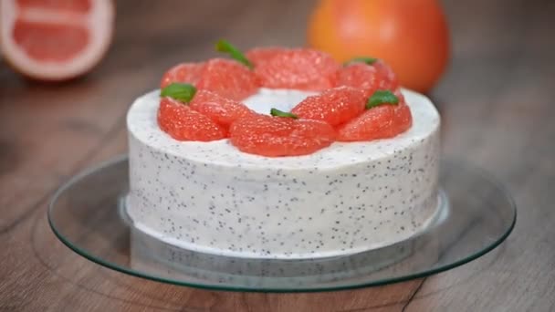 Homemade Cake Grapefruit — Stock Video