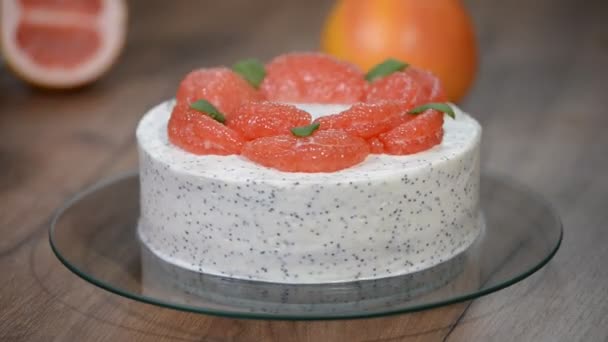 Hausgemachter Kuchen Mit Grapefruit — Stockvideo