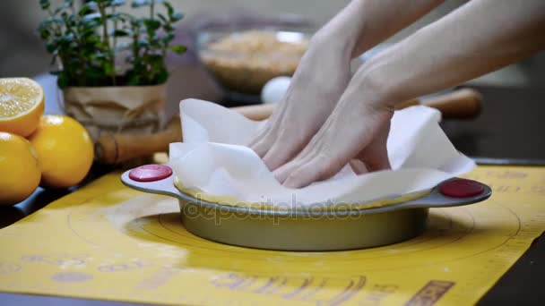 Woman Making Lemon Tart — Stock Video