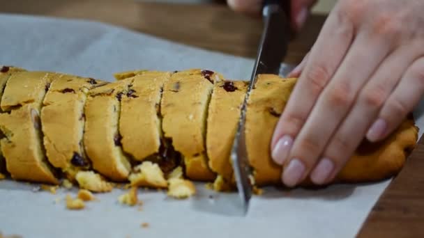Így a biscotti olasz cookie-k — Stock videók