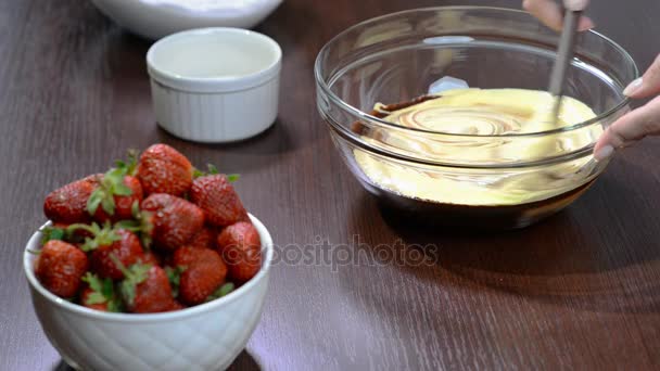 Hacer Pastel Chocolate Brownie — Vídeos de Stock