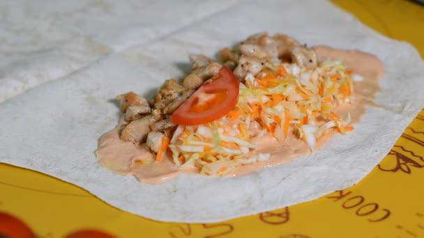 Főzés Shawarma Hagyományos Török Hús Vértes Munkafolyamat — Stock videók