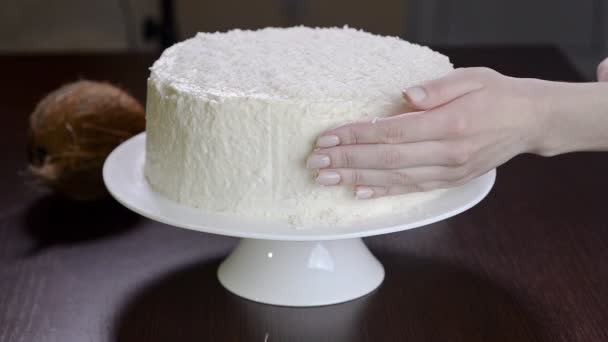 Decorate Cake Coconut Flakes — Stock Video