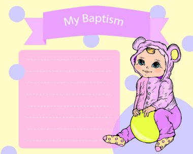 Vaftiz, vaftiz davetiye kartı vektör çizim.