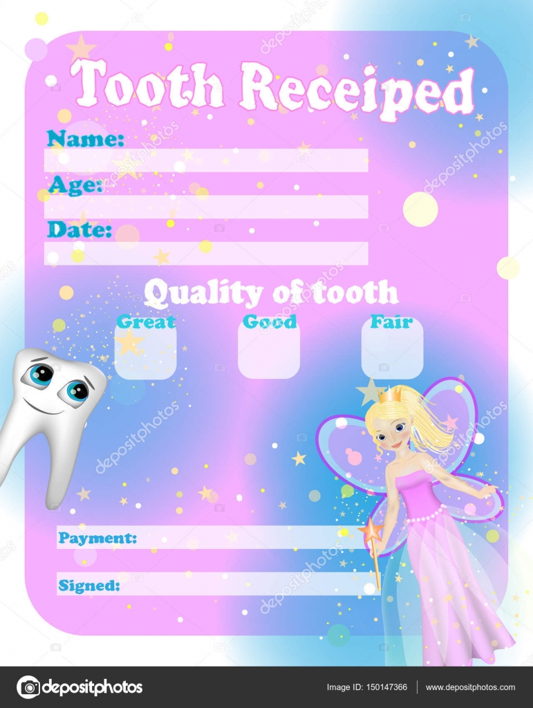 Certificate tooth fairy. Cute tooth fairy receipt certificate Pertaining To Free Tooth Fairy Certificate Template