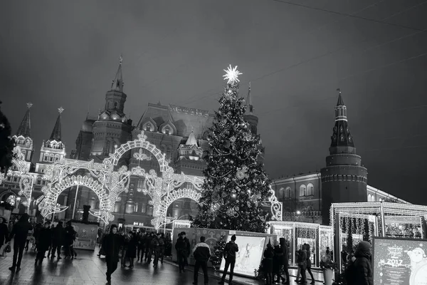 Moscú Rusia Diciembre 2016 Decoraciones Con Árbol Navidad Feria Para — Foto de Stock