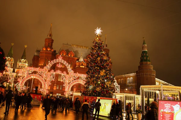 Moscou Russie Décembre 2016 Décorations Avec Sapin Noël Fête Nouvel — Photo