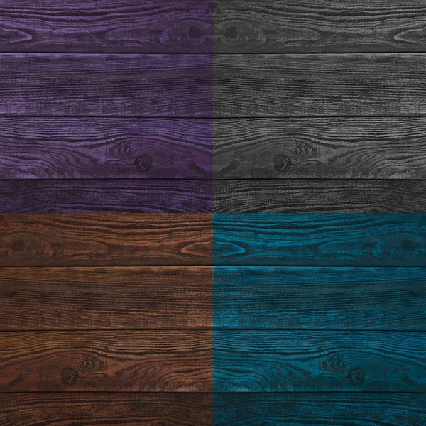 Κολάζ από ξύλινες επιφάνειες τέσσερα διαφορετικά χρώματα — Φωτογραφία Αρχείου