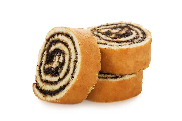 Édes szelet roll torta elszigetelt fehér background — Stock Fotó